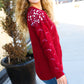 Casual Chic Burgundy Pointelle Lace Shoulder Knit Sweater