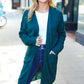 Everyday Hunter Green Striped Knit Open Cardigan