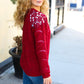 Casual Chic Burgundy Pointelle Lace Shoulder Knit Sweater