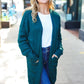 Everyday Hunter Green Striped Knit Open Cardigan