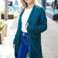 Everyday Hunter Green Striped Knit Open Cardigan