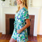 Green & Blue Geometric Print Surplice Romper