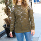 Casual Chic Olive Pointelle Lace Shoulder Knit Sweater