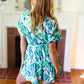 Green & Blue Geometric Print Surplice Romper