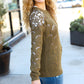 Casual Chic Olive Pointelle Lace Shoulder Knit Sweater