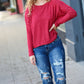 Stay Awhile Red Ribbed Dolman Cropped Sweater