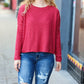 Stay Awhile Red Ribbed Dolman Cropped Sweater