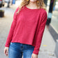 Stay Awhile Red Ribbed Dolman Cropped Sweater