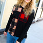 Run With It Red & Fawn Plaid Color block Outseam Top