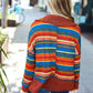 Casual Living Rust & Teal Striped Two Tone Knit Pocketed Top