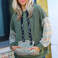Slouchy Olive Hacci Corded Vintage Chevron Hoodie