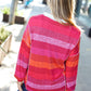 Be Bold Magenta Striped Button Down Placket Collared Top