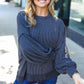 Weekend Ready Charcoal Mineral Wash Rib Pullover Top