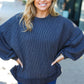 Weekend Ready Charcoal Mineral Wash Rib Pullover Top