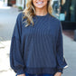 Weekend Ready Charcoal Mineral Wash Rib Pullover Top