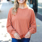 Weekend Ready Rust Mineral Wash Rib Pullover Top