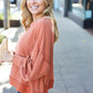 Weekend Ready Rust Mineral Wash Rib Pullover Top