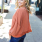 Weekend Ready Rust Mineral Wash Rib Pullover Top