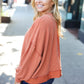 Weekend Ready Rust Mineral Wash Rib Pullover Top