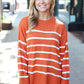 Stand Out Rust Striped Oversized Knit Sweater