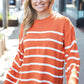 Stand Out Rust Striped Oversized Knit Sweater