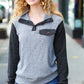 Charcoal & Grey Color Block Rib Button Down Top