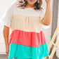 Ivory & Peach Woven Crepe Tiered Dolman Blouse