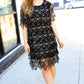 Feeling The Love Black & Gold Diamond Pattern Sequin Fringe Dress