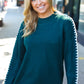 Fall Vibes Hunter Green Rib Knit Large Stitch Oversized Sweater