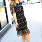 Feeling The Love Black & Gold Diamond Pattern Sequin Fringe Dress