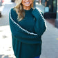 Fall Vibes Hunter Green Rib Knit Large Stitch Oversized Sweater