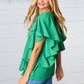 Sea Green Button Ruffle Woven Top