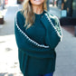 Fall Vibes Hunter Green Rib Knit Large Stitch Oversized Sweater