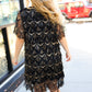 Feeling The Love Black & Gold Diamond Pattern Sequin Fringe Dress