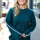 Fall Vibes Hunter Green Rib Knit Large Stitch Oversized Sweater