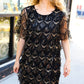 Feeling The Love Black & Gold Diamond Pattern Sequin Fringe Dress