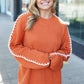 Fall Vibes Rust Rib Knit Large Stitch Oversized Sweater