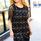 Feeling The Love Black & Gold Diamond Pattern Sequin Fringe Dress