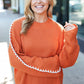 Fall Vibes Rust Rib Knit Large Stitch Oversized Sweater