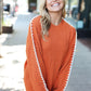 Fall Vibes Rust Rib Knit Large Stitch Oversized Sweater