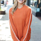 Fall Vibes Rust Rib Knit Large Stitch Oversized Sweater