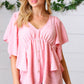 Soft Pink Swiss Dot Ruffle Woven Top