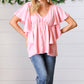 Soft Pink Swiss Dot Ruffle Woven Top