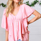 Soft Pink Swiss Dot Ruffle Woven Top