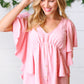 Soft Pink Swiss Dot Ruffle Woven Top