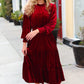 Holiday Dreaming Burgundy Velvet Mock Neck Smocked Waist Dress