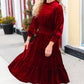 Holiday Dreaming Burgundy Velvet Mock Neck Smocked Waist Dress