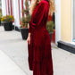 Holiday Dreaming Burgundy Velvet Mock Neck Smocked Waist Dress