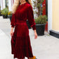 Holiday Dreaming Burgundy Velvet Mock Neck Smocked Waist Dress