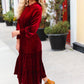 Holiday Dreaming Burgundy Velvet Mock Neck Smocked Waist Dress